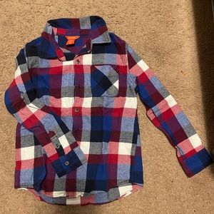 Joe fresh Kids flannel checkered button down shirt! Size m/m (7-8)